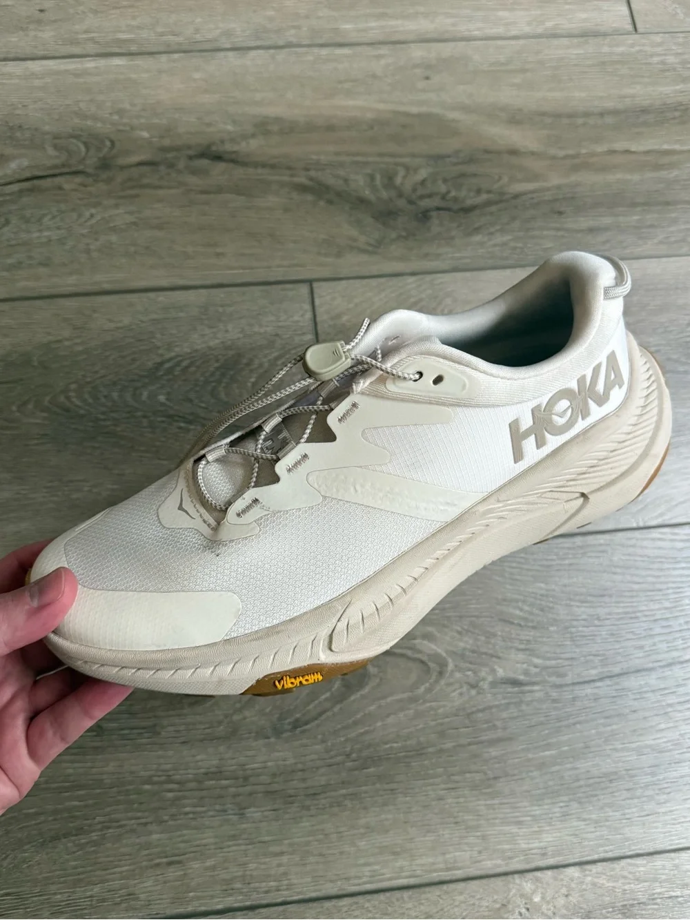 Hoka Transport Eggnog Womens 8.5 Walking Hiking Shoe Cordura Vibram 1123154 EEGG